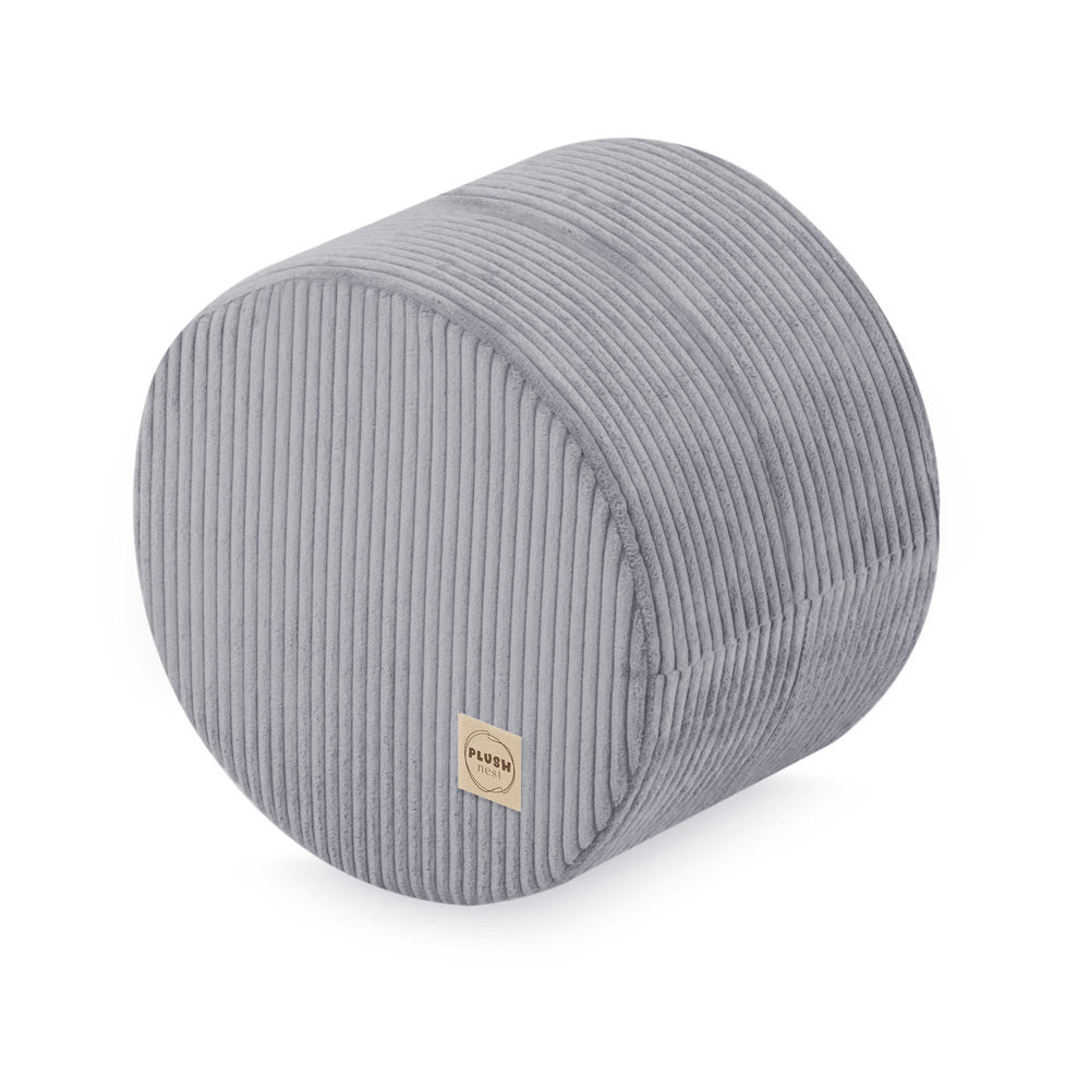 Apvalus pufas Plush Nest 40×30 cm, pilka, premium velvetas