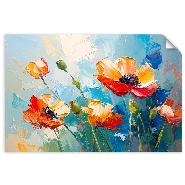 Lipni plakatas, „Red Poppies Flowers“ imitaciniai aliejiniai dažai