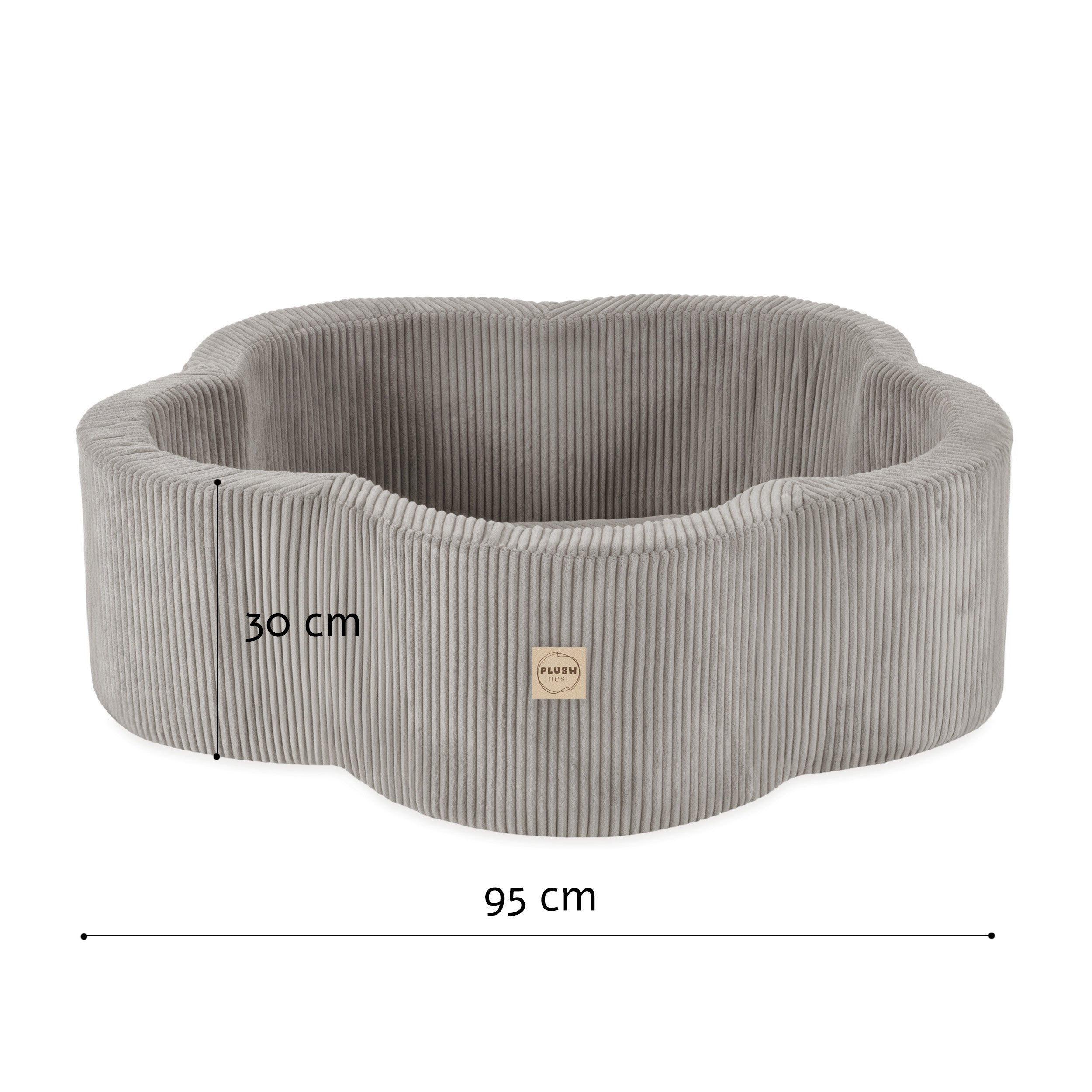 Kamuoliukų baseinas Plush Nest 95×30 cm, smėlio, premium velvetas
