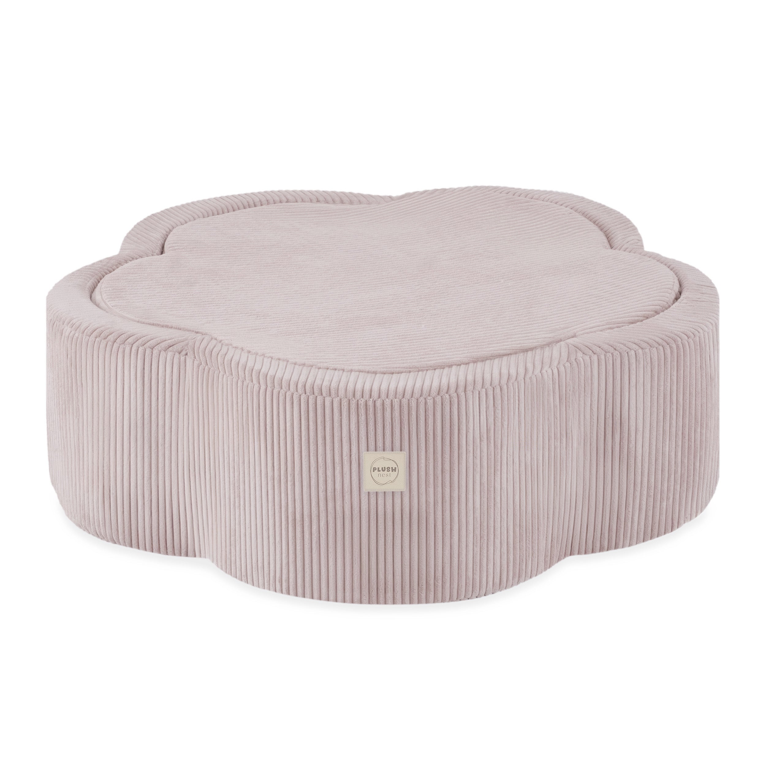 Kamuoliukų baseinas Plush Nest 95×30 cm, šviesiai rožinė, premium velvetas, su kilimėliu
