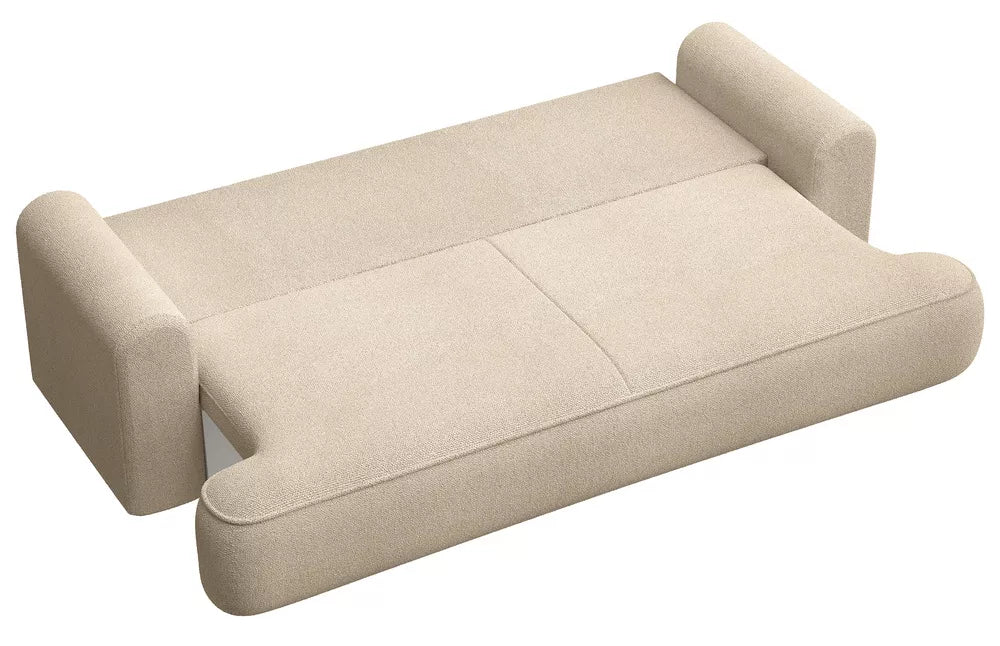 Trivietė sofa-lova Ovo, šviesiai smėlinė
