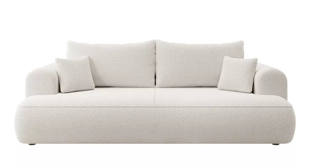 Trivietė sofa-lova Ovo, kreminė