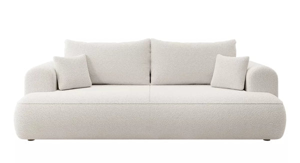 Trivietė sofa-lova Ovo, kreminė