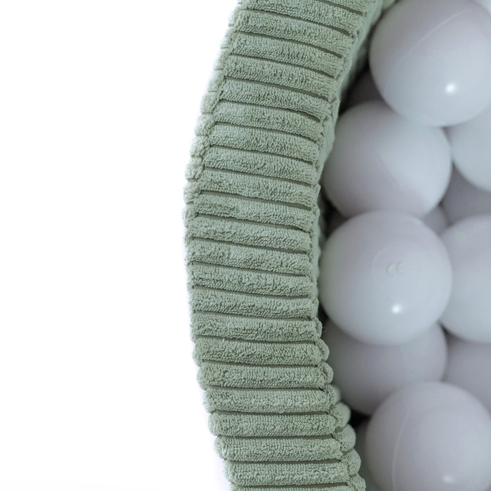 Kamuoliukų baseinas Plush Nest 90×30 cm, žalia, storas velvetas