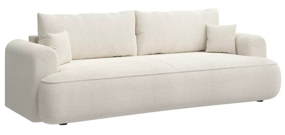 Trivietė sofa-lova Ovo, kreminė