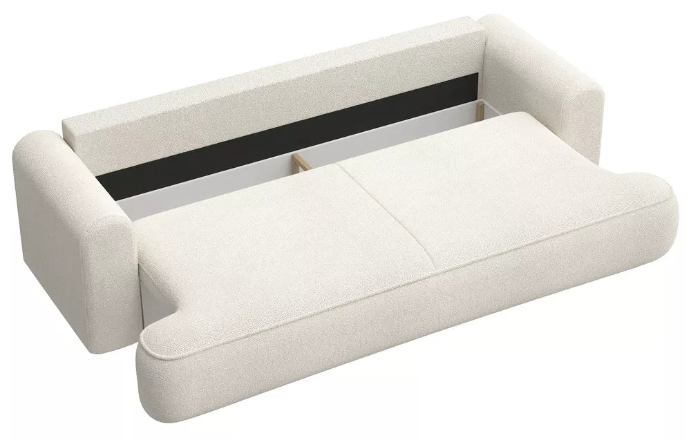 Trivietė sofa-lova Ovo, kreminė