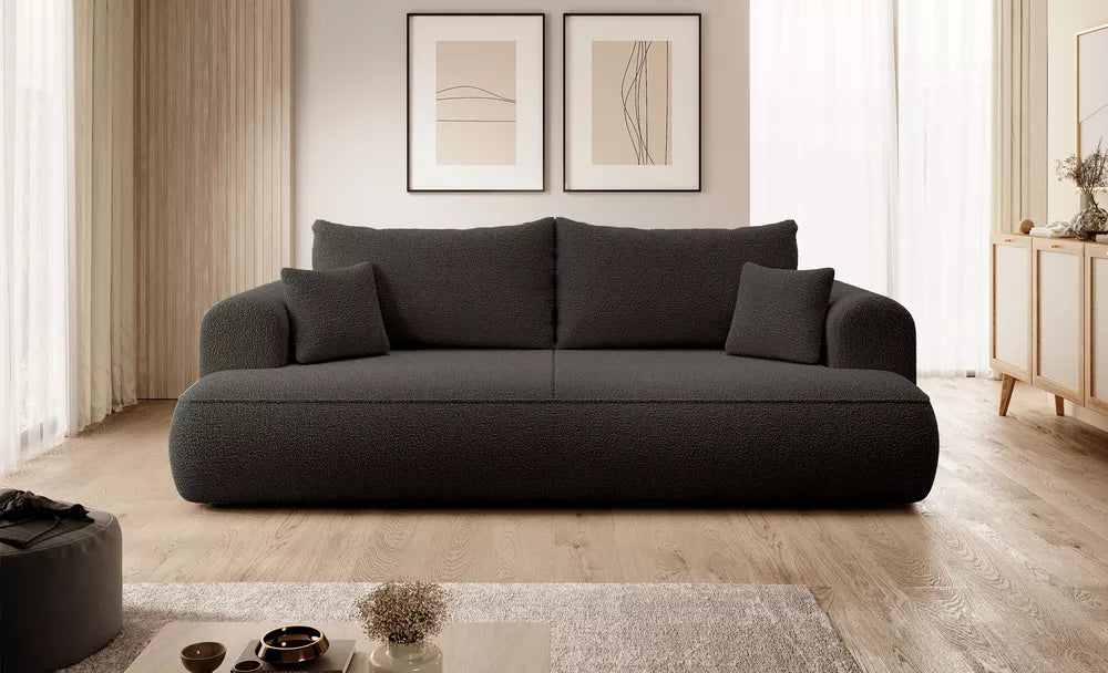 Trivietė sofa-lova Ovo, tamsiai pilka