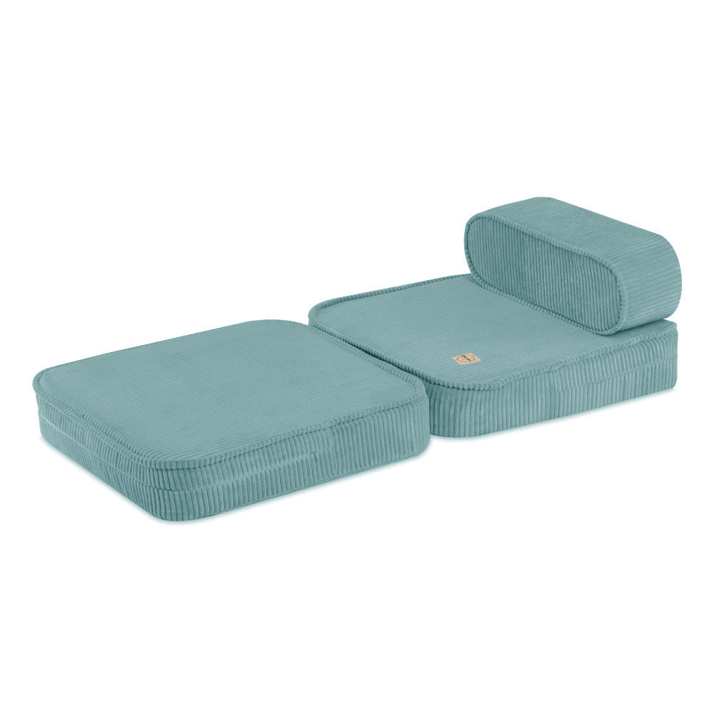 Išskleidžiamas krėslas Plush Nest 150×60×25 cm, mėlyna, velvetas