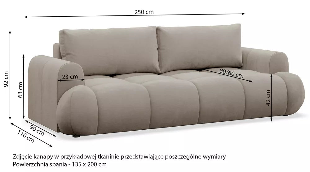 Trivietė sofa Ombo Doce, pilka