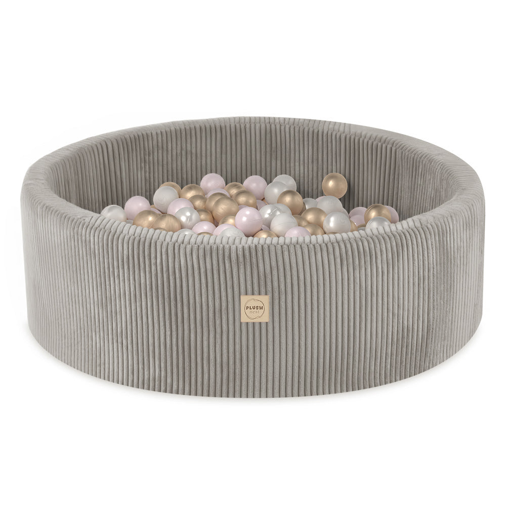 Kamuoliukų baseinas Plush Nest 90×30 cm, šviesiai rožinė, velvetas, 200 kamuoliukų