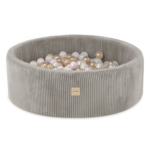 Kamuoliukų baseinas Plush Nest 90×30 cm, šviesiai rožinė, velvetas, 200 kamuoliukų