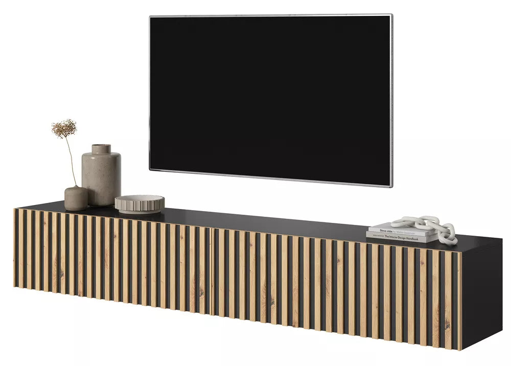 TV staliukas Telire, juodas/Artisan ąžuolo