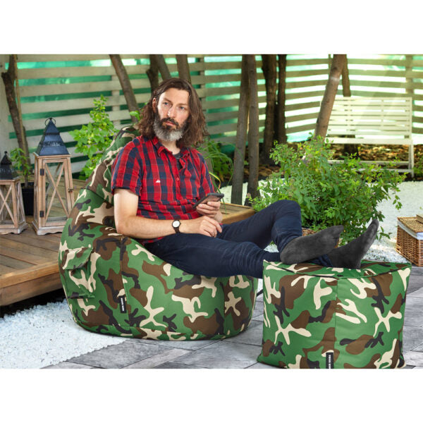 Lauko Sėdmaišių Komplektas Cozy ir Cube Green Camouflage