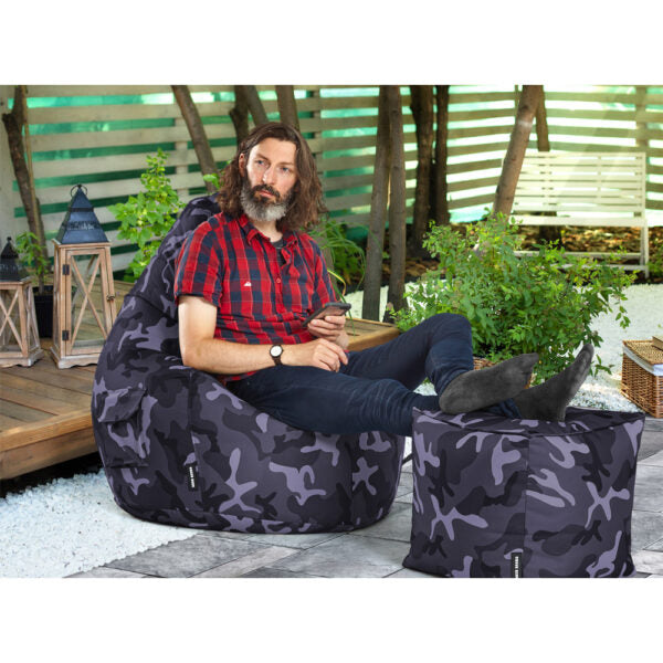Lauko Sėdmaišių Komplektas Cozy ir Cube Black Camouflage