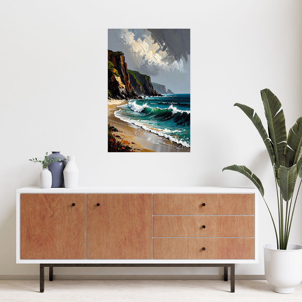 Klijuojamas plakatas, Sea Beach Rocks Mountains