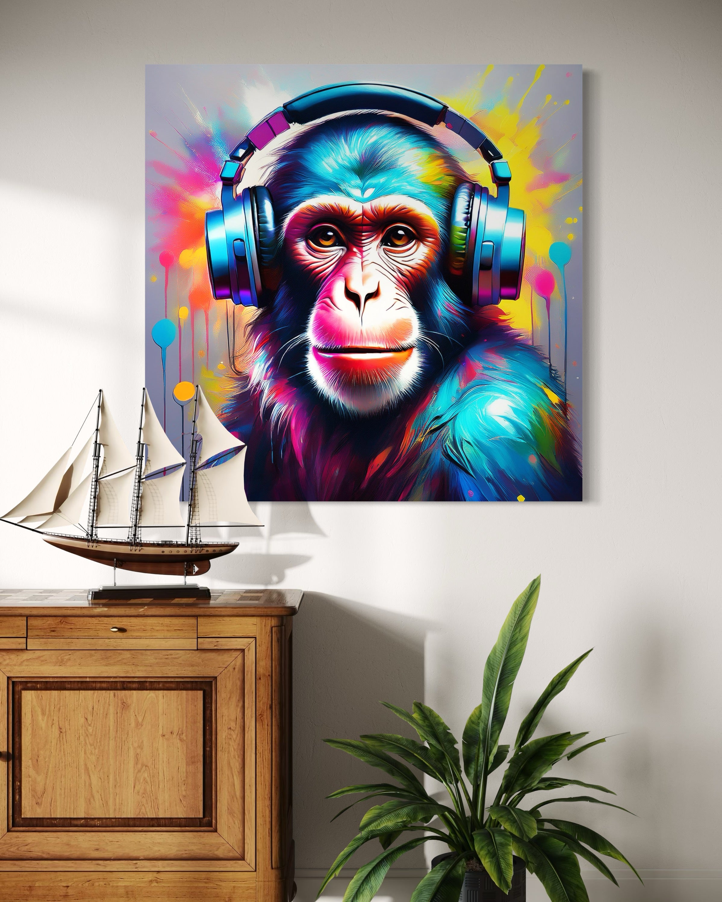 Paveikslas Ant Drobės, Beždžionė DJ Pop Art