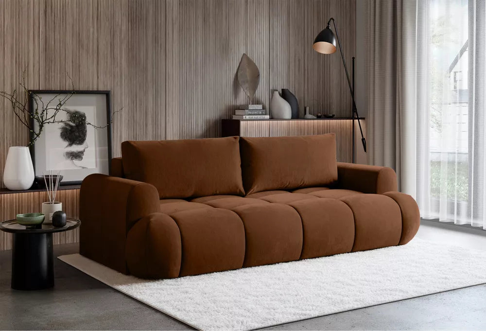 Trivietė išskleidžiama sofa Savoy, vario spalvos