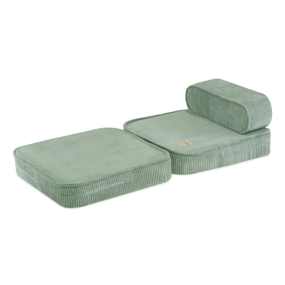 Išskleidžiamas krėslas Plush Nest 150×60×25 cm, žalia, premium velvetas