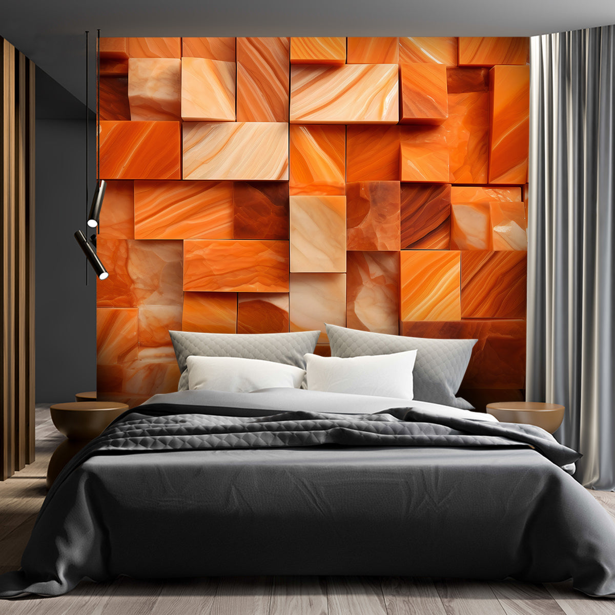 Fototapetai, Oranžinis kubas 3D