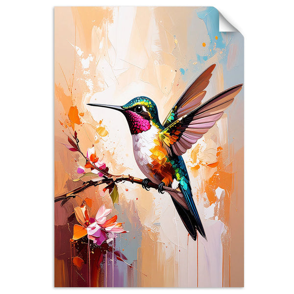 Lipni plakatas, Spalvotas kolibris ant šakelės