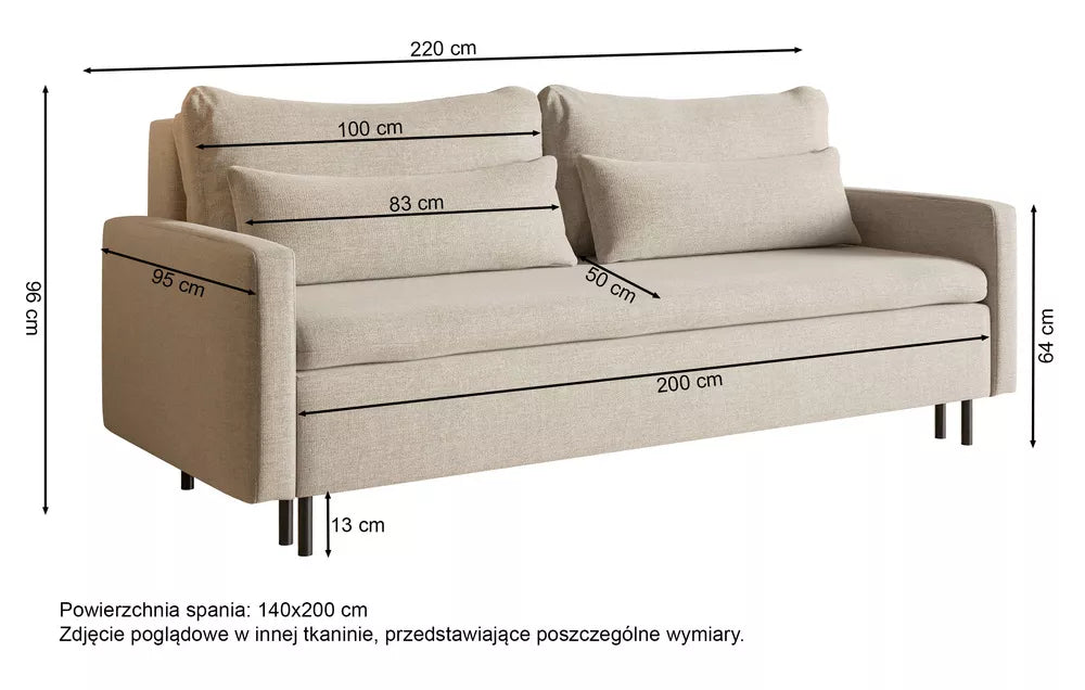 Trivietė sofa Umpro, kreminė