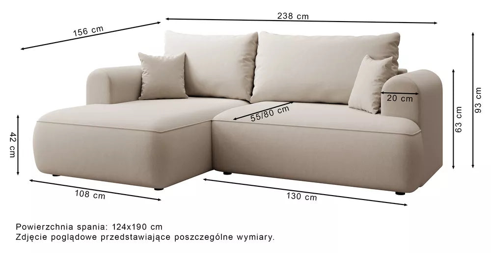 Dešininis kampas su miegojimo funkcija Ovo mini, smėlinis