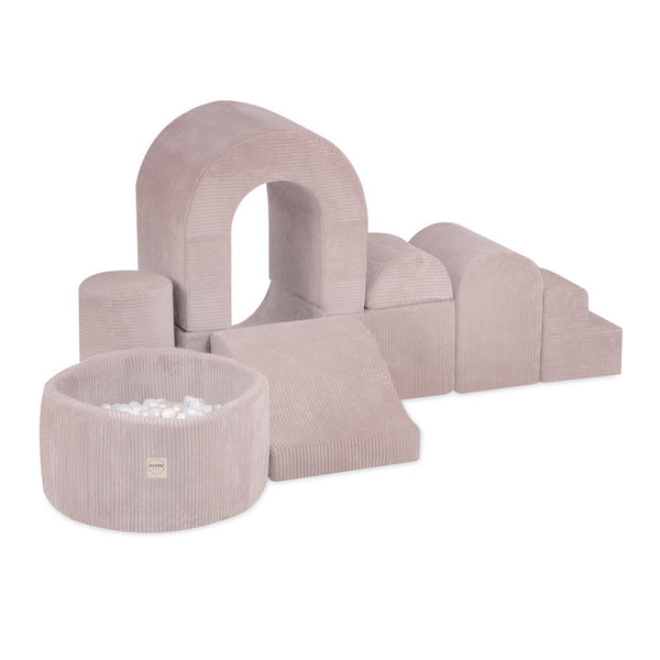 Žaidimų pilis Plush Nest, šviesiai rožinė, premium velvetas, 150 kamuoliukų