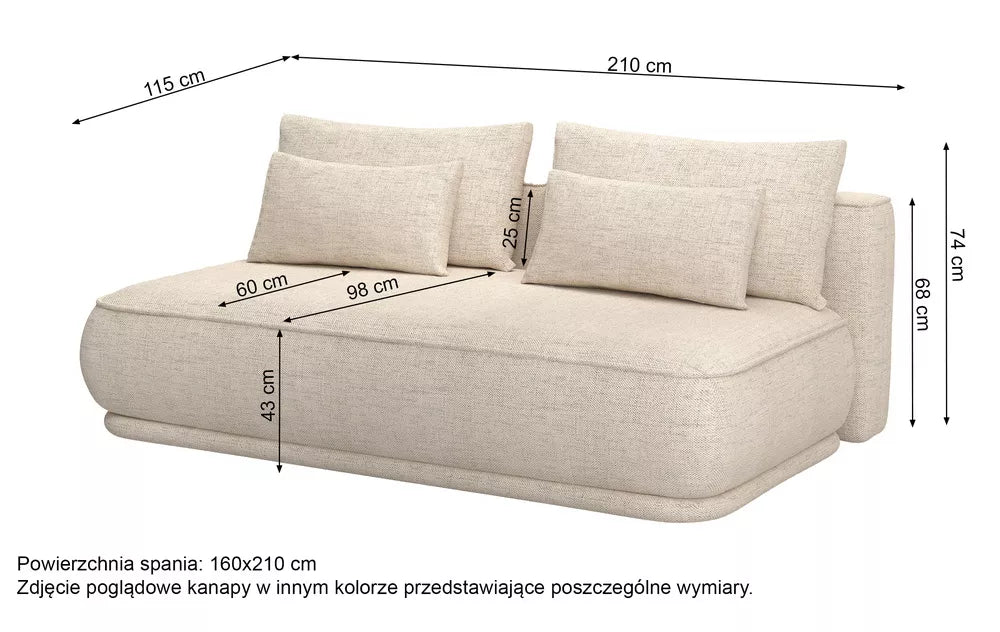 Trijų vietų sofa-lova Leanno, šviesiai smėlinė