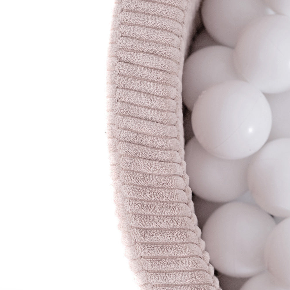 Kamuoliukų baseinas Plush Nest 90×30 cm, šviesiai rožinė, velvetas, 200 kamuoliukų