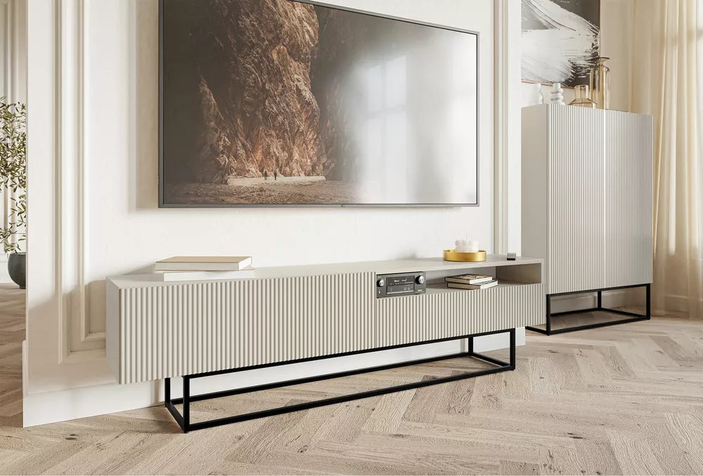 TV spintelė Veldio, pilkai smėlinė