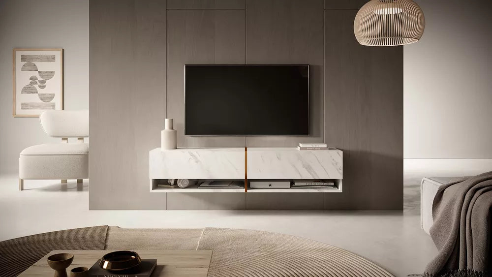 TV spintele Mirrgo, balto marmuro