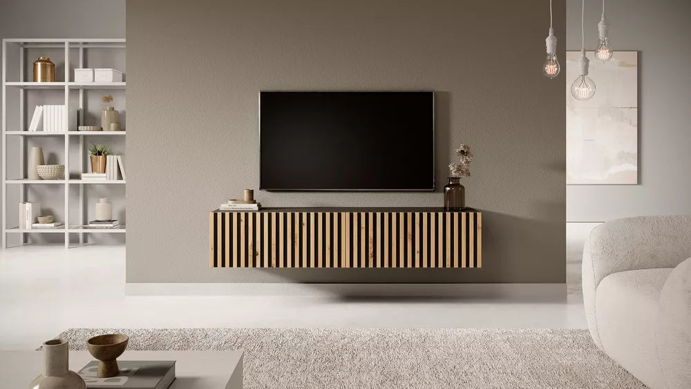 TV spintelė Telire, juoda/artisan ąžuolo