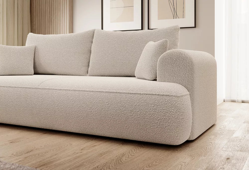 Trivietė sofa-lova Ovo, smėlinė