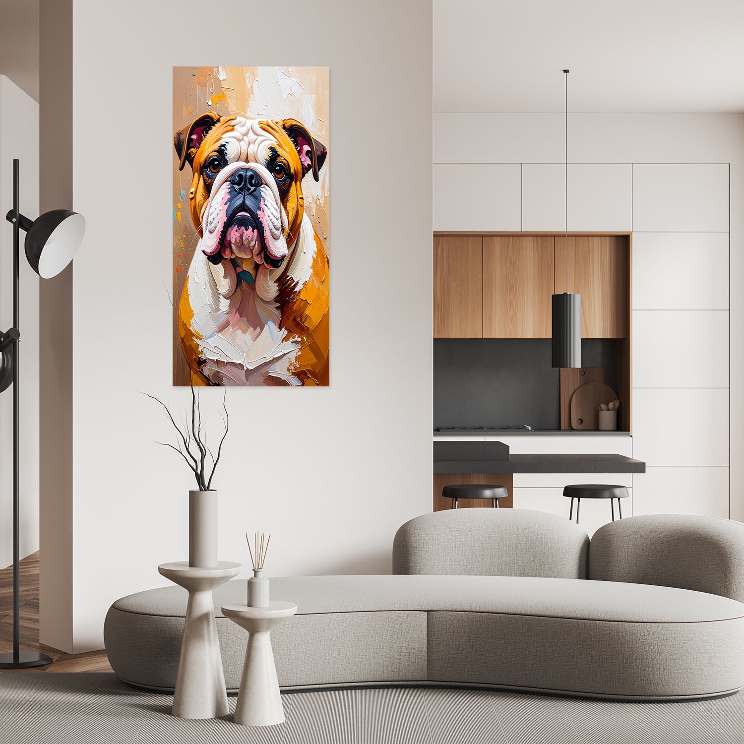 Klijuojamas plakatas, Buldogas Šuo Animal Beige