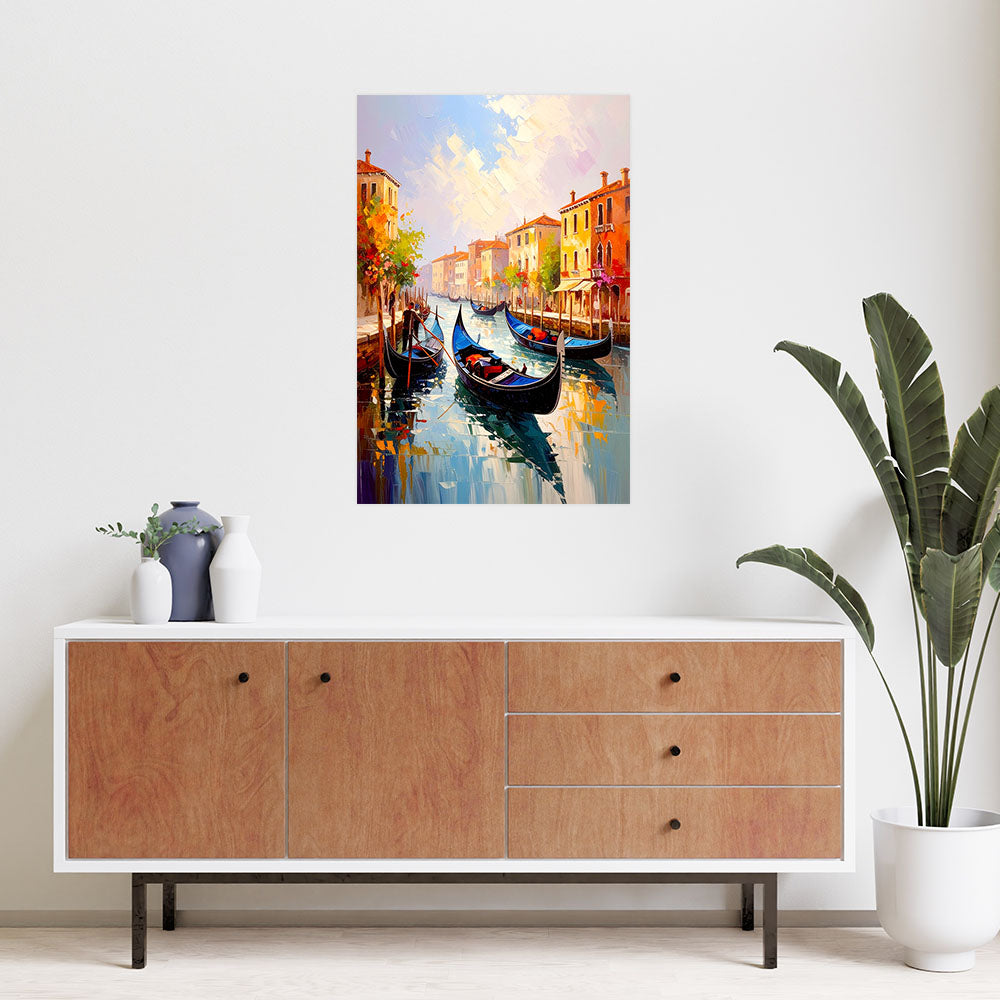 Klijuojamas plakatas, Venecijos miesto gondolos Italija