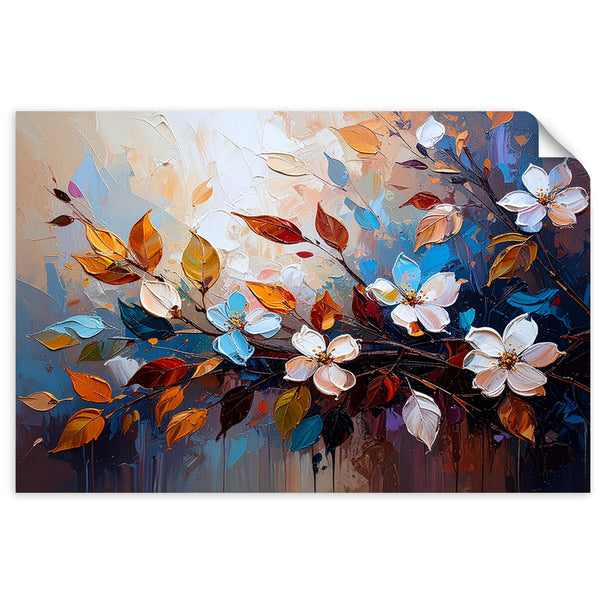 Lipni plakatas, Colorful Leaves Flowers aliejinių dažų imitacija