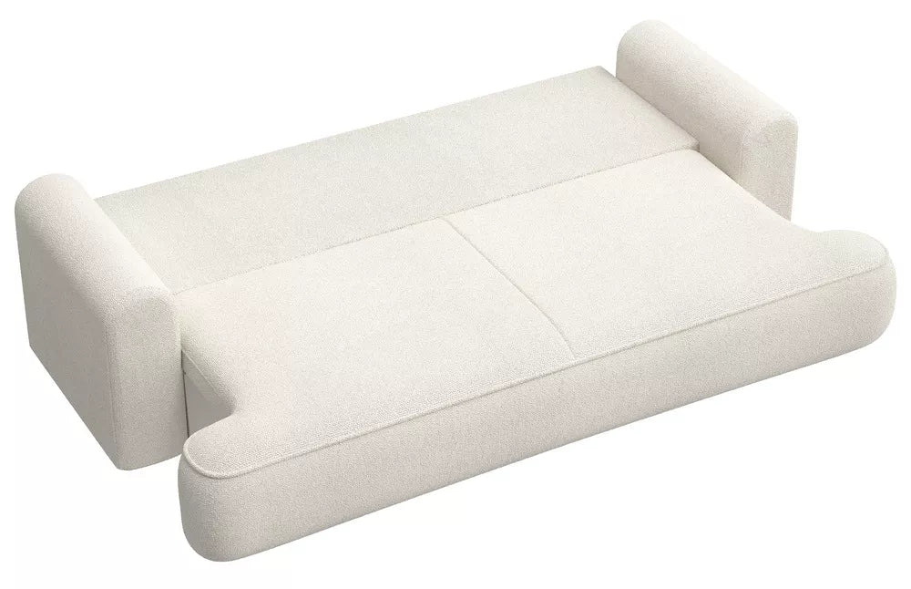 Trivietė sofa-lova Ovo, kreminė