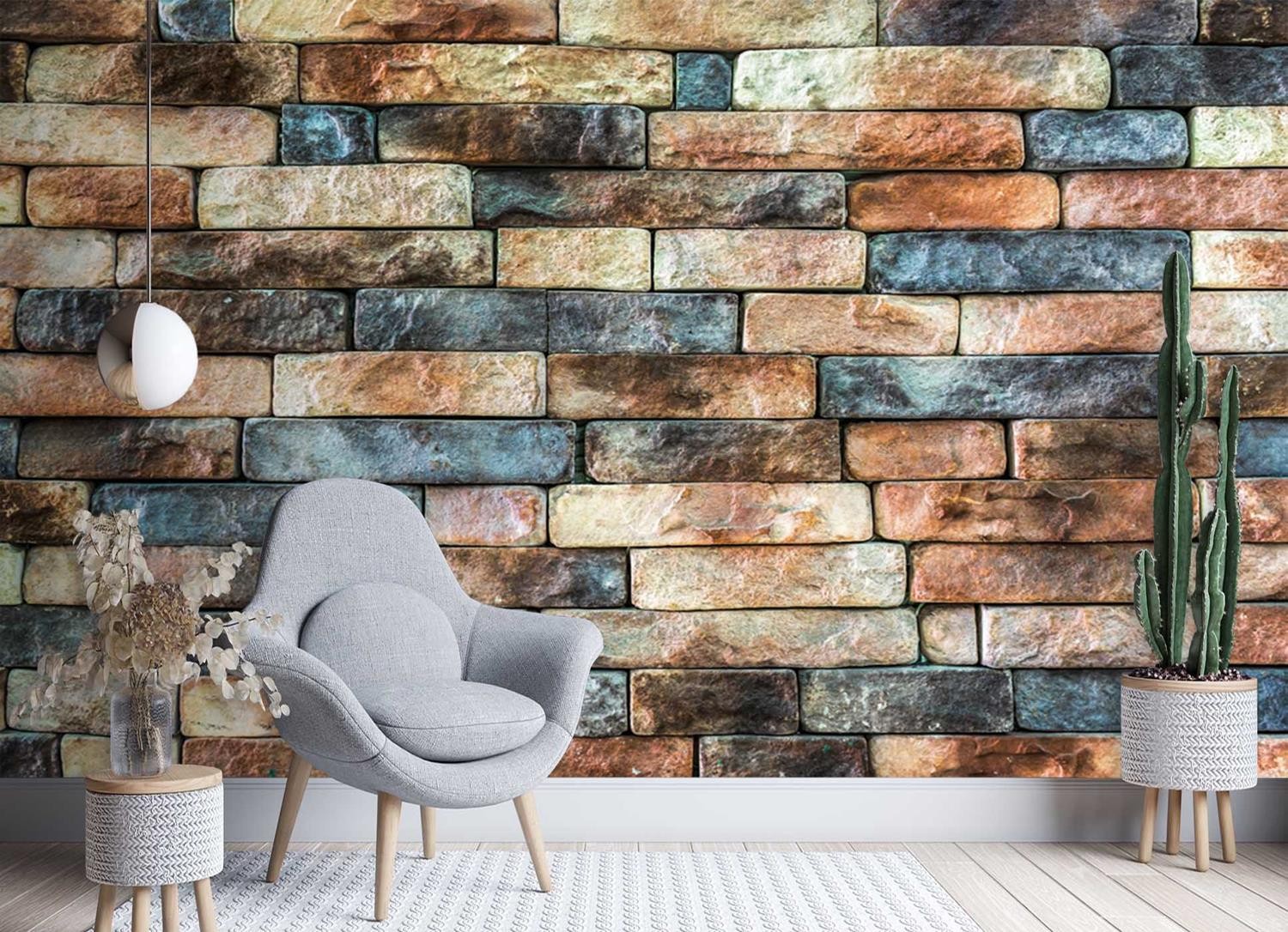 Fototapetai, Spalvinga plytų akmenų siena