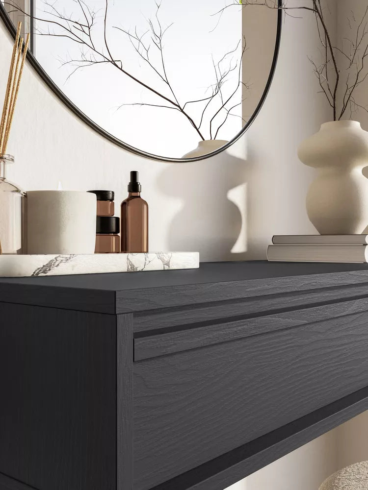 Konsolė Evo su stalčiumi ir rėmu 90 cm Juoda