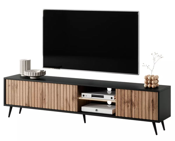 TV spintelė Bello, juoda/Votan ąžuolo