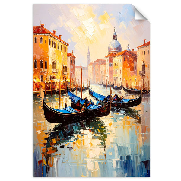Lipni plakatas, Venecijos miesto gondolos Italija