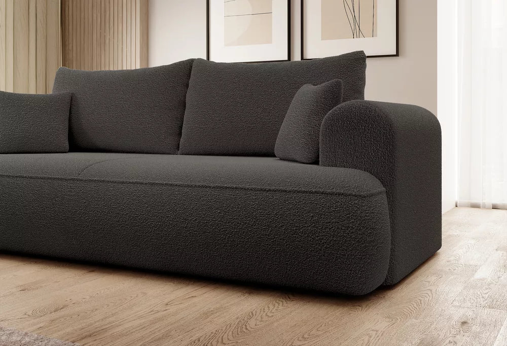 Trivietė sofa-lova Ovo, tamsiai pilka