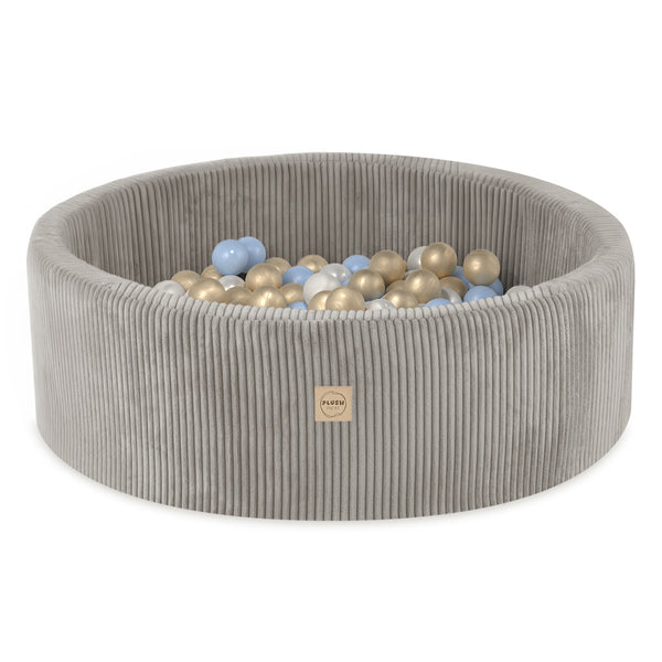 Kamuoliukų baseinas Plush Nest 90×30 cm, mėlyna, premium velvetas, 200 kamuoliukų