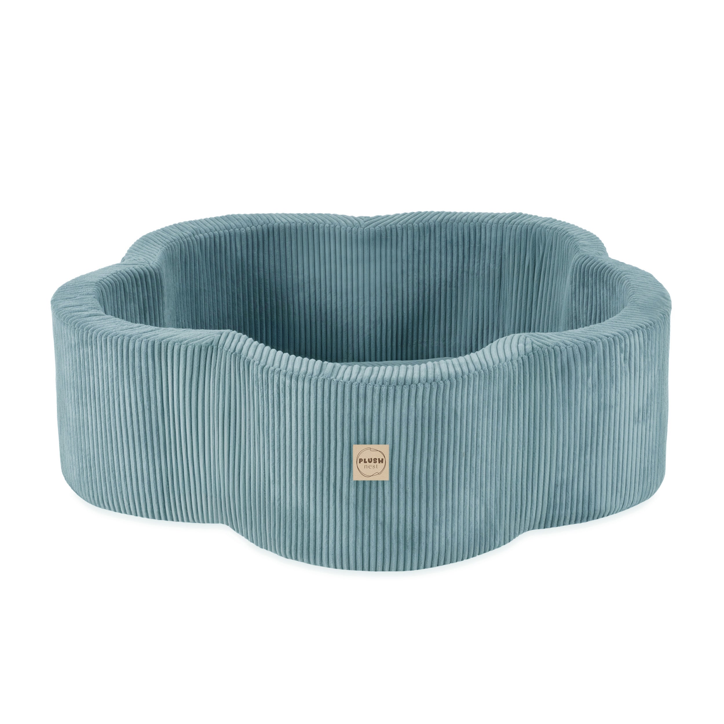 Kamuoliukų baseinas Plush Nest 95×30 cm, mėlyna, premium velvetas, su kilimėliu