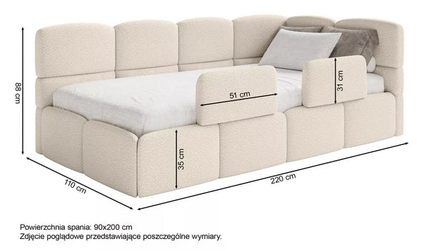 Jaunuolio lova Cloudy, tamsiai pilka, 90x200 cm