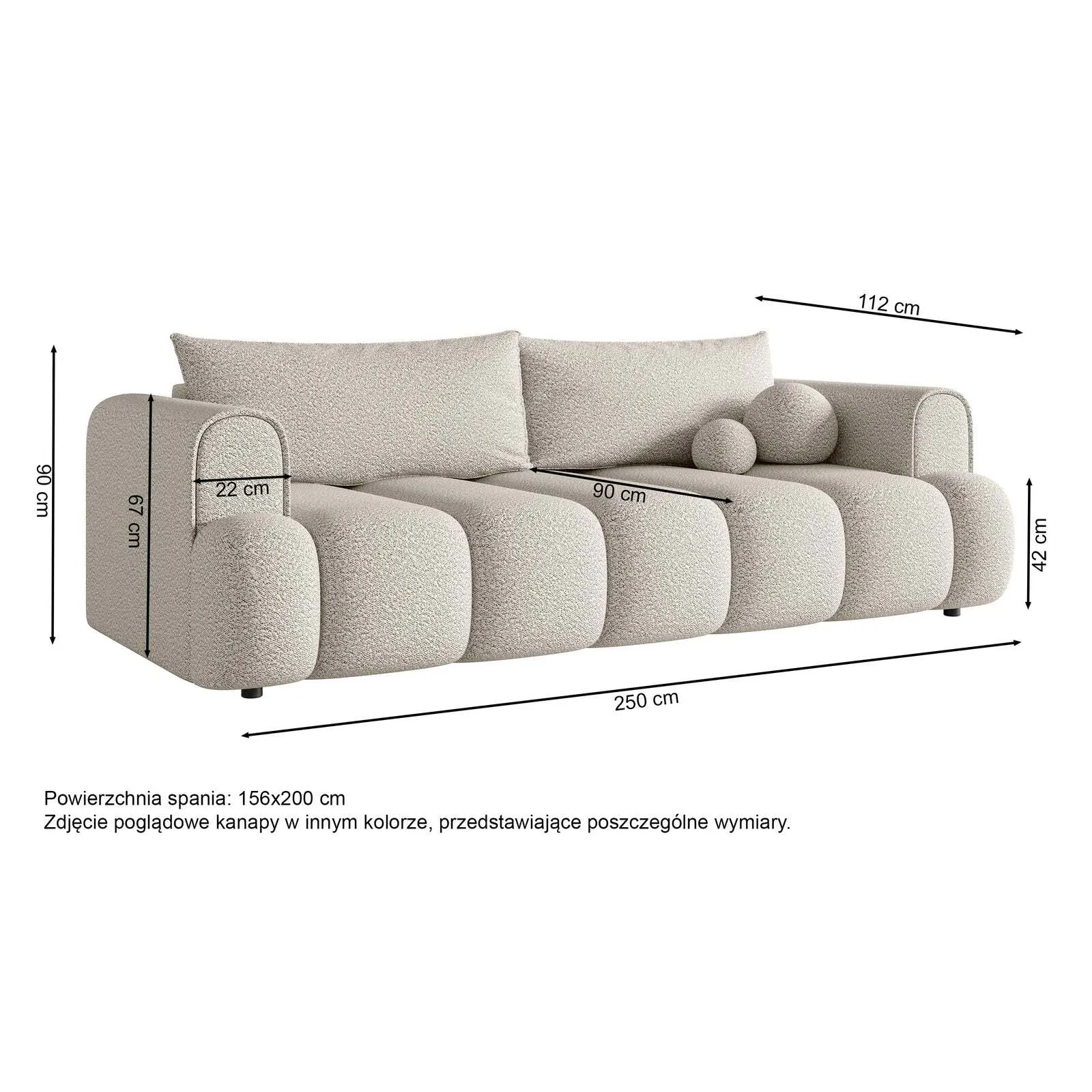 Trivietė sofa Dandelino, šviesiai smėlinė - Image 7