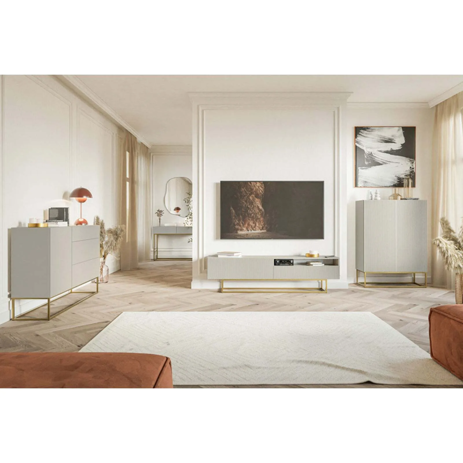 TV spintelė Veldio, pilkai smėlinė - Image 5