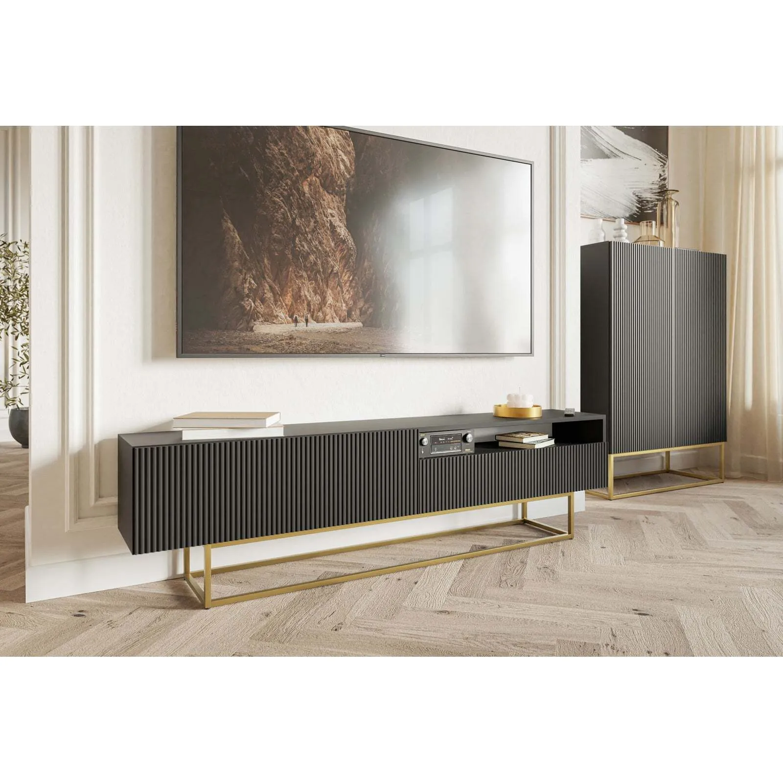 TV komoda Veldio, juoda - Image 4