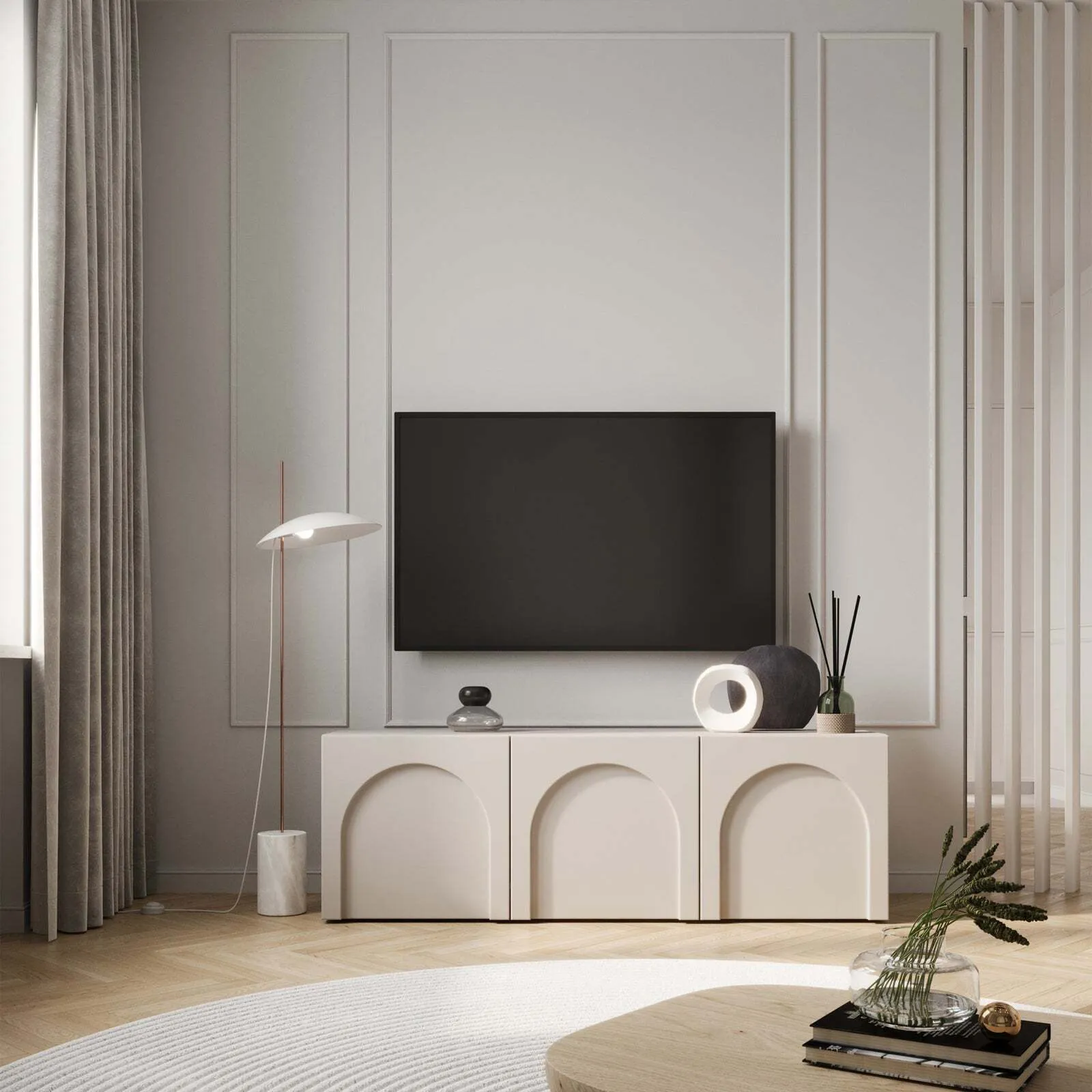 TV spintelė Arkadia, pilkai smėlinė - Image 2