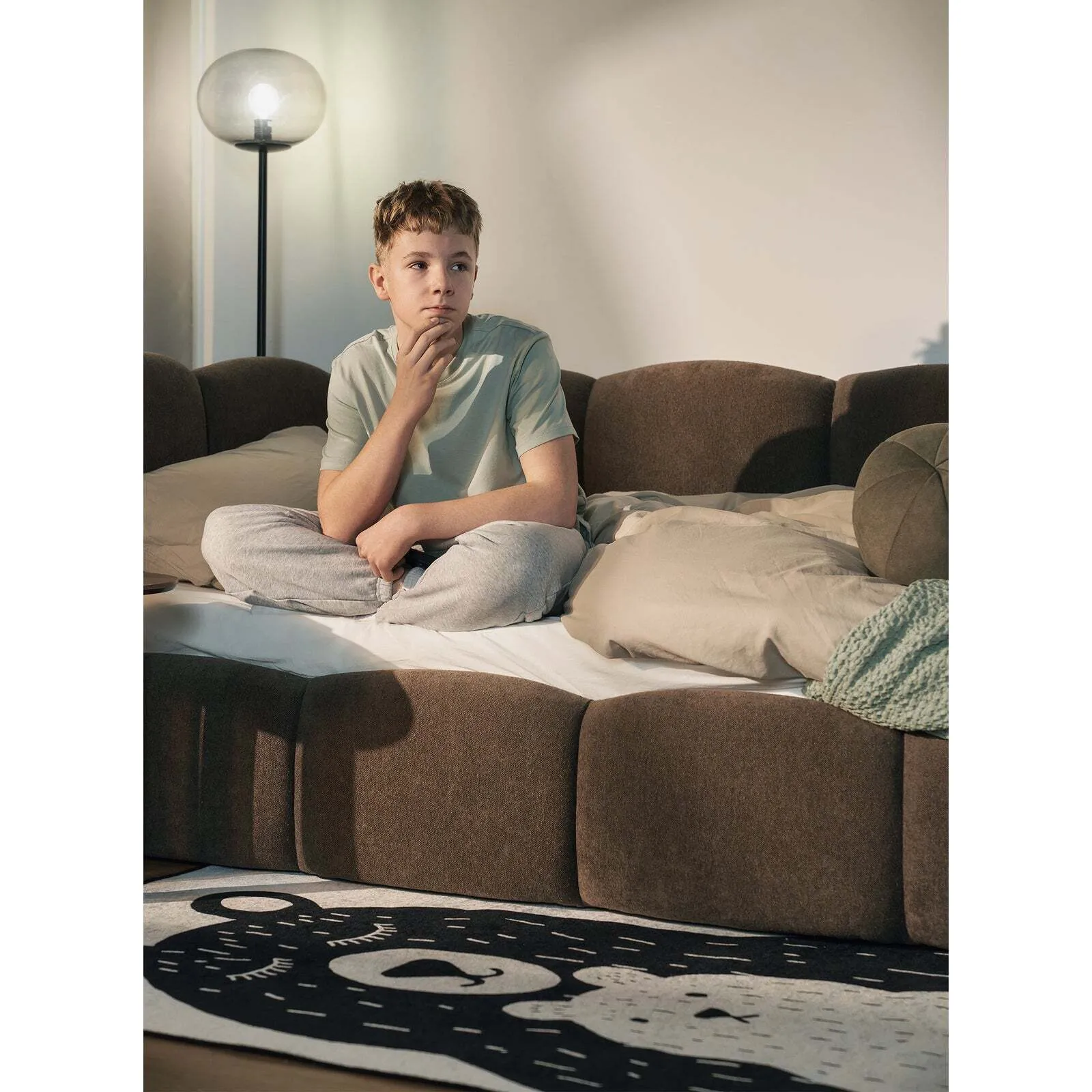 Jaunuolio lova Cloudy, ruda, 90x200 cm - Image 5